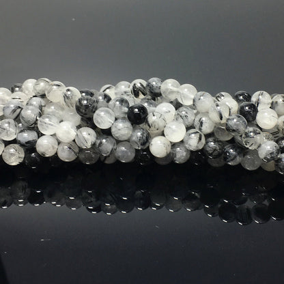 Higher Quality Black Tourmalited Quartz Round Beads