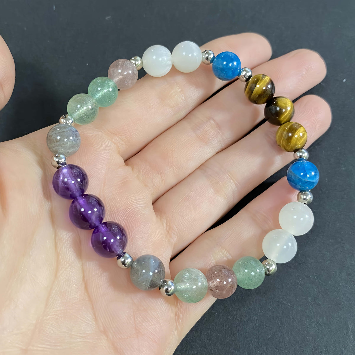 Natural Colorful Crystal Seven Chakra Crystal Bracelet