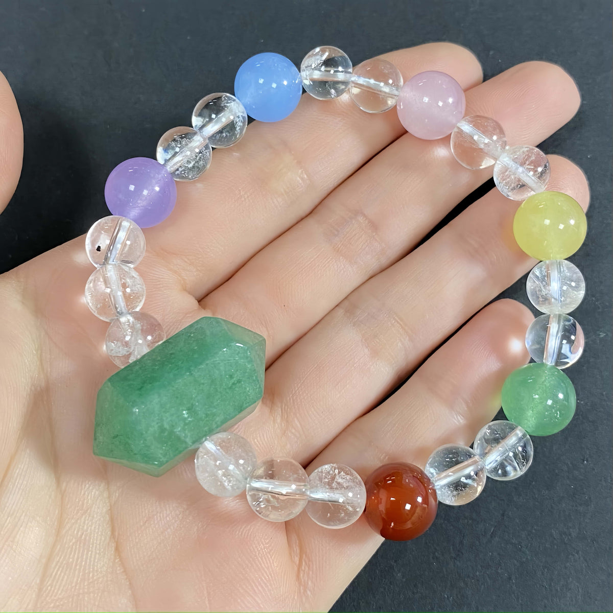 Green Strawberry Seven Chakra Crystal Bracelet
