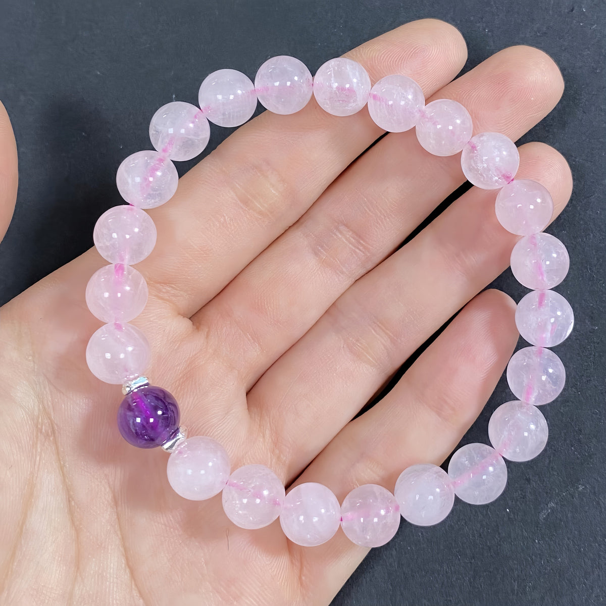 Natural Round Amethyst Crystal Bracelet for Love and Relationship
