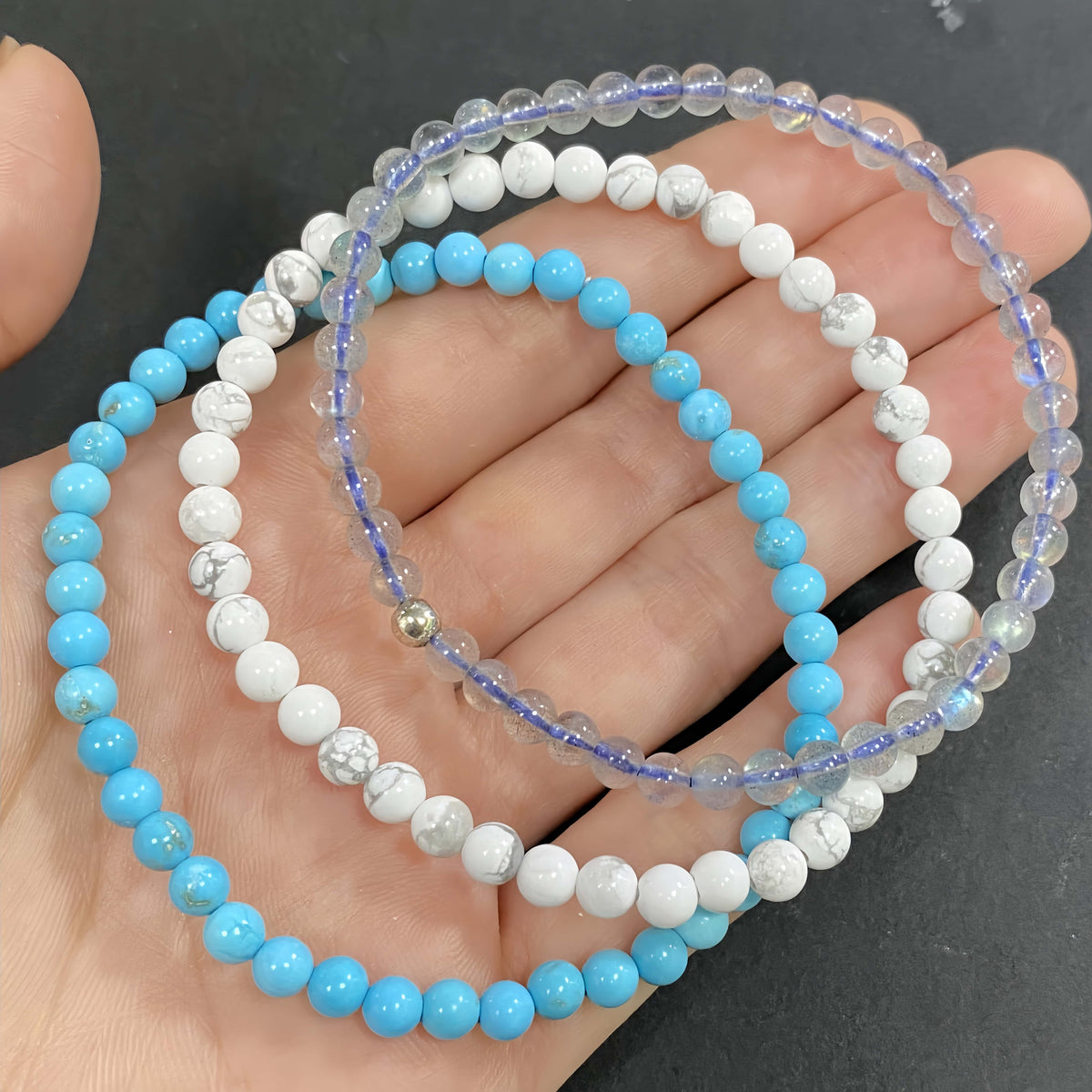 Triple Strand Turquoise Improve Sleep Crystal Bracelet