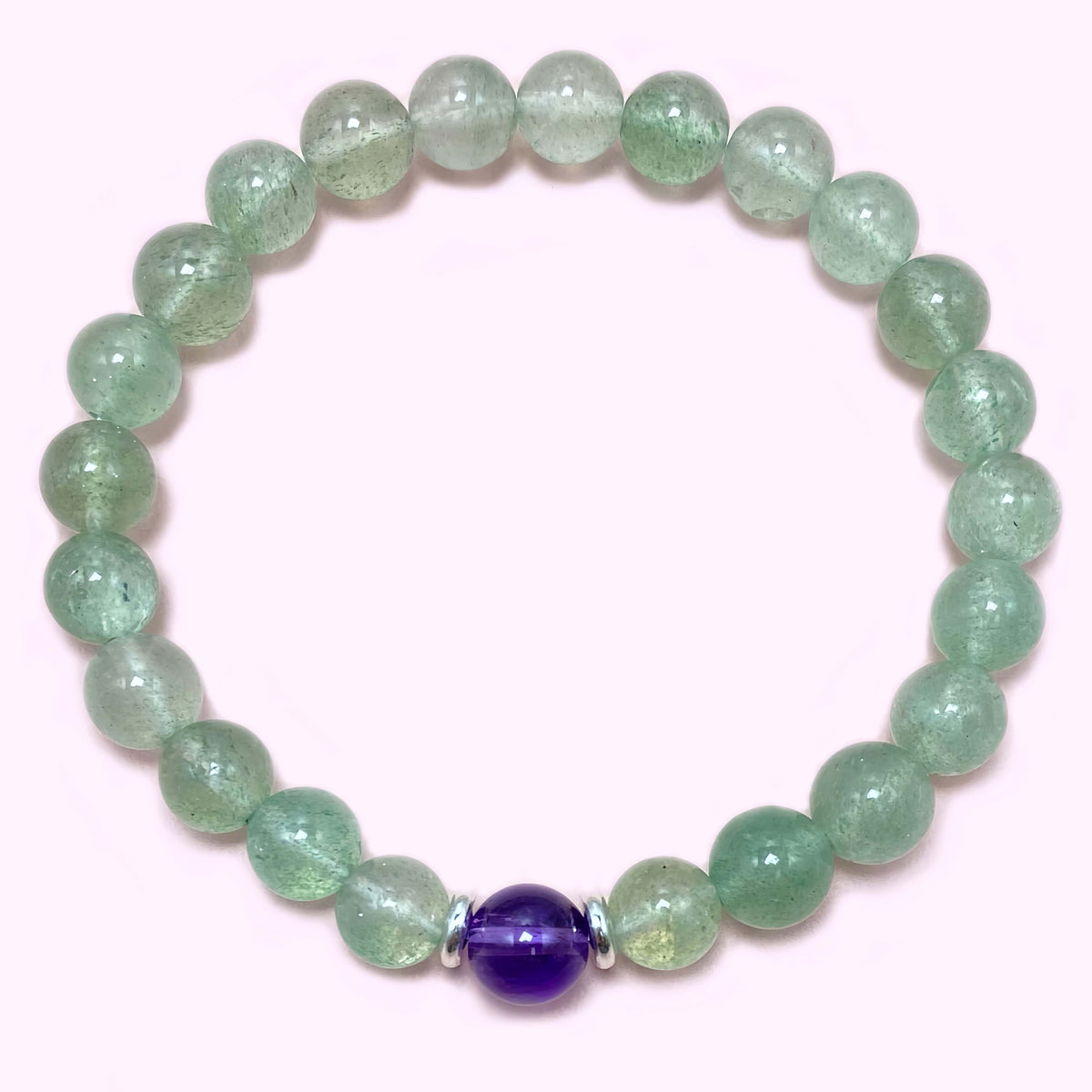 Green Strawberry Quartz to Improve Body and Health Crystal  Bracelet