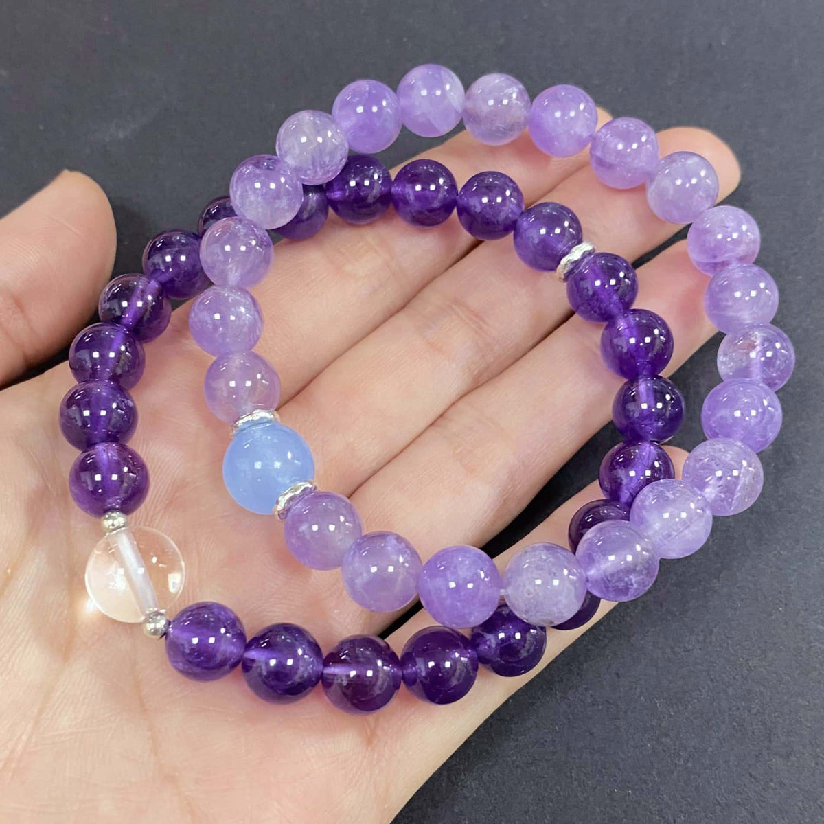 Double Amethyst for Better Wealth & Career Crystal Bracelet