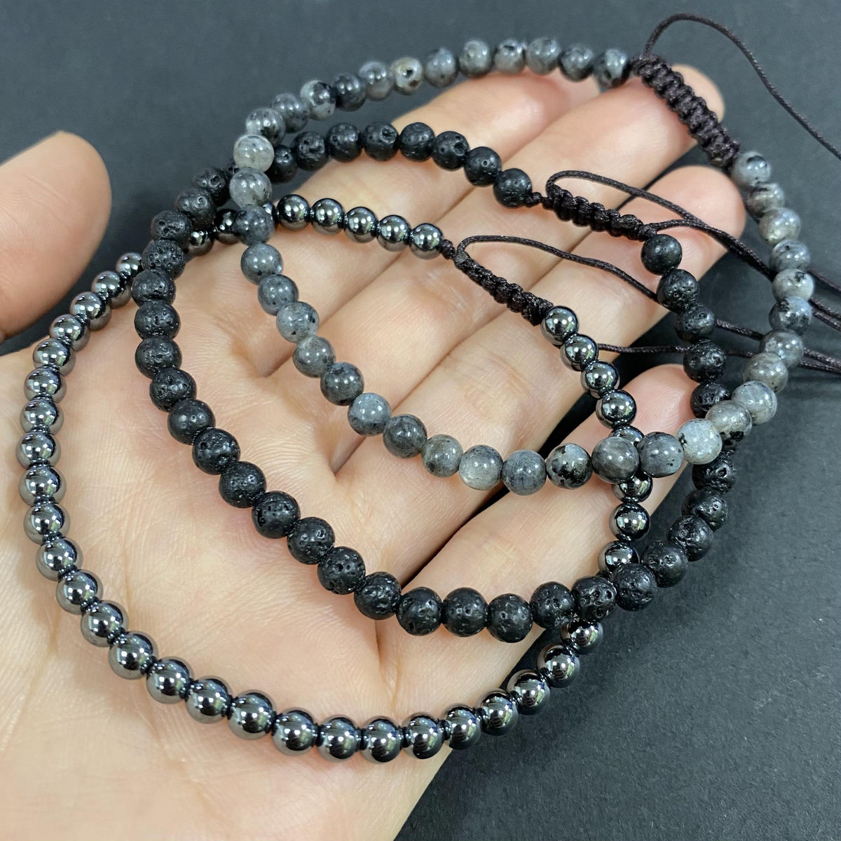 Triple Hematite for Weight Loss Braided Rope Crystal Bracelet