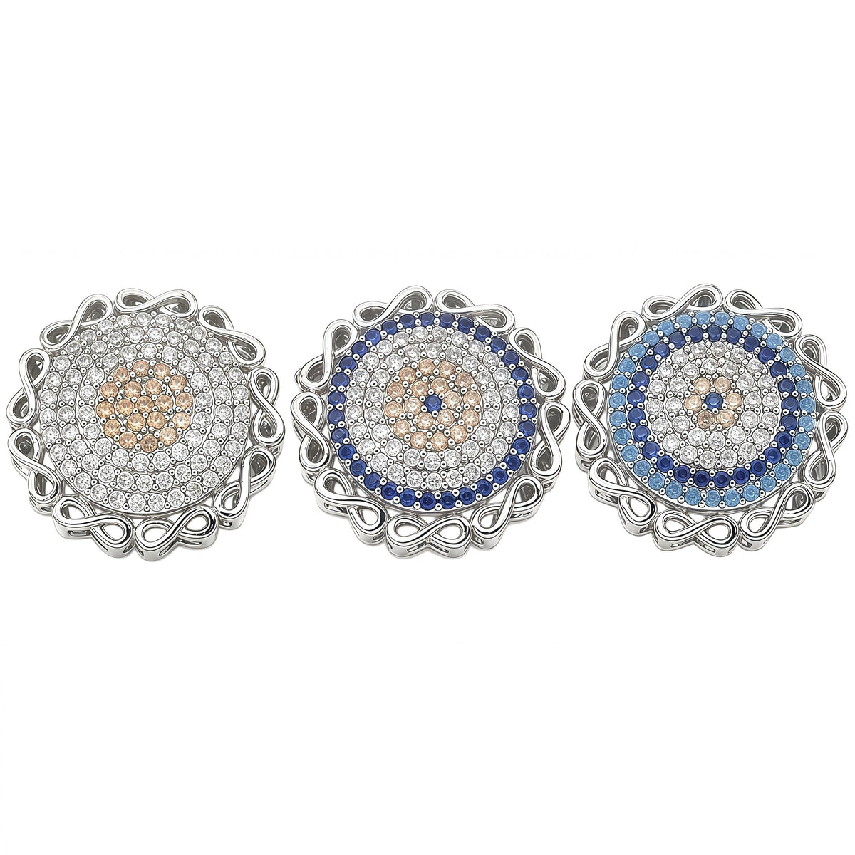 1PCS Brass Cubic Zirconia Round Flowers Charms Connectors DIY Jewelry Findings