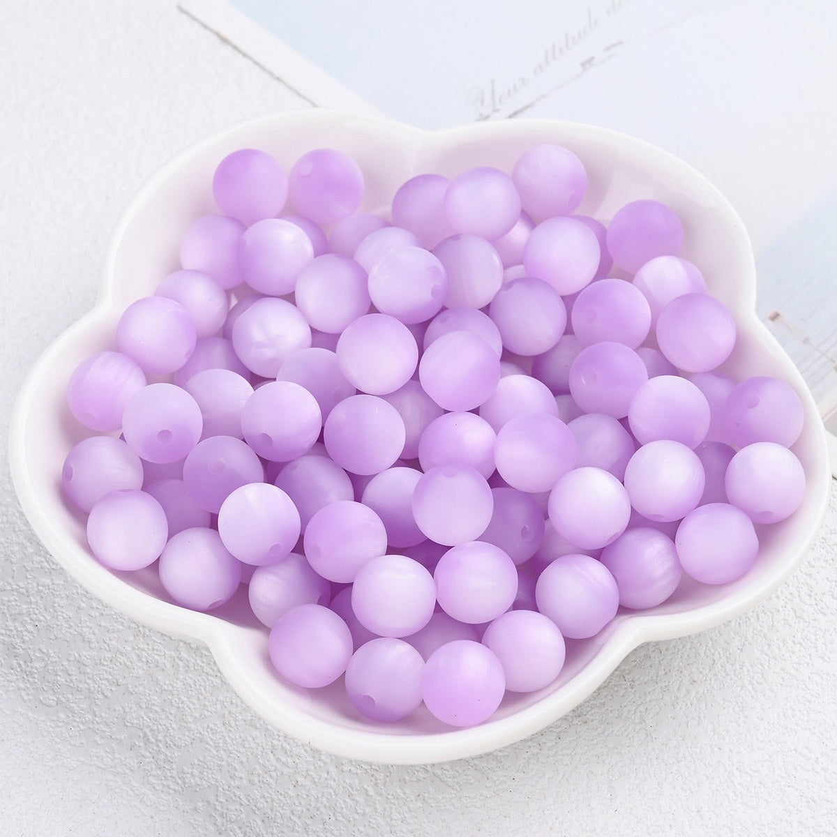 50pcs Matte Dreamy Cat Eye Resin Round Beads