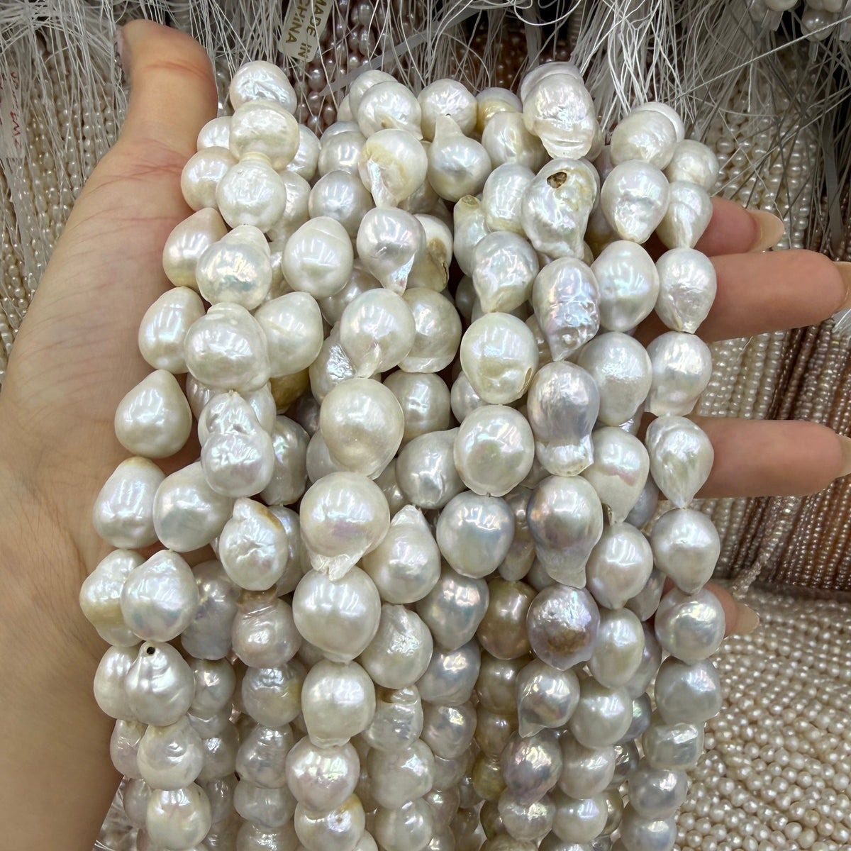 Irregular White Flameball Large Baroque Freshwater Pearl Beads