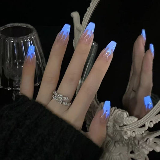 Glowing Nails Press On Nails  Purple
