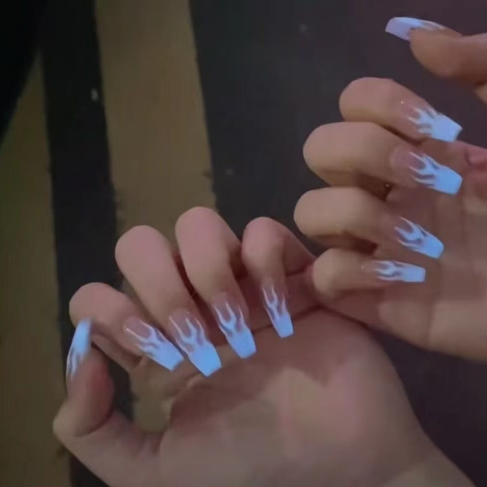 Glowing Nails Press On Nails  Purple