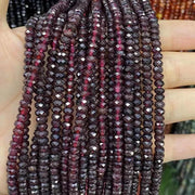 Faceted Rondelle Garnet Beads