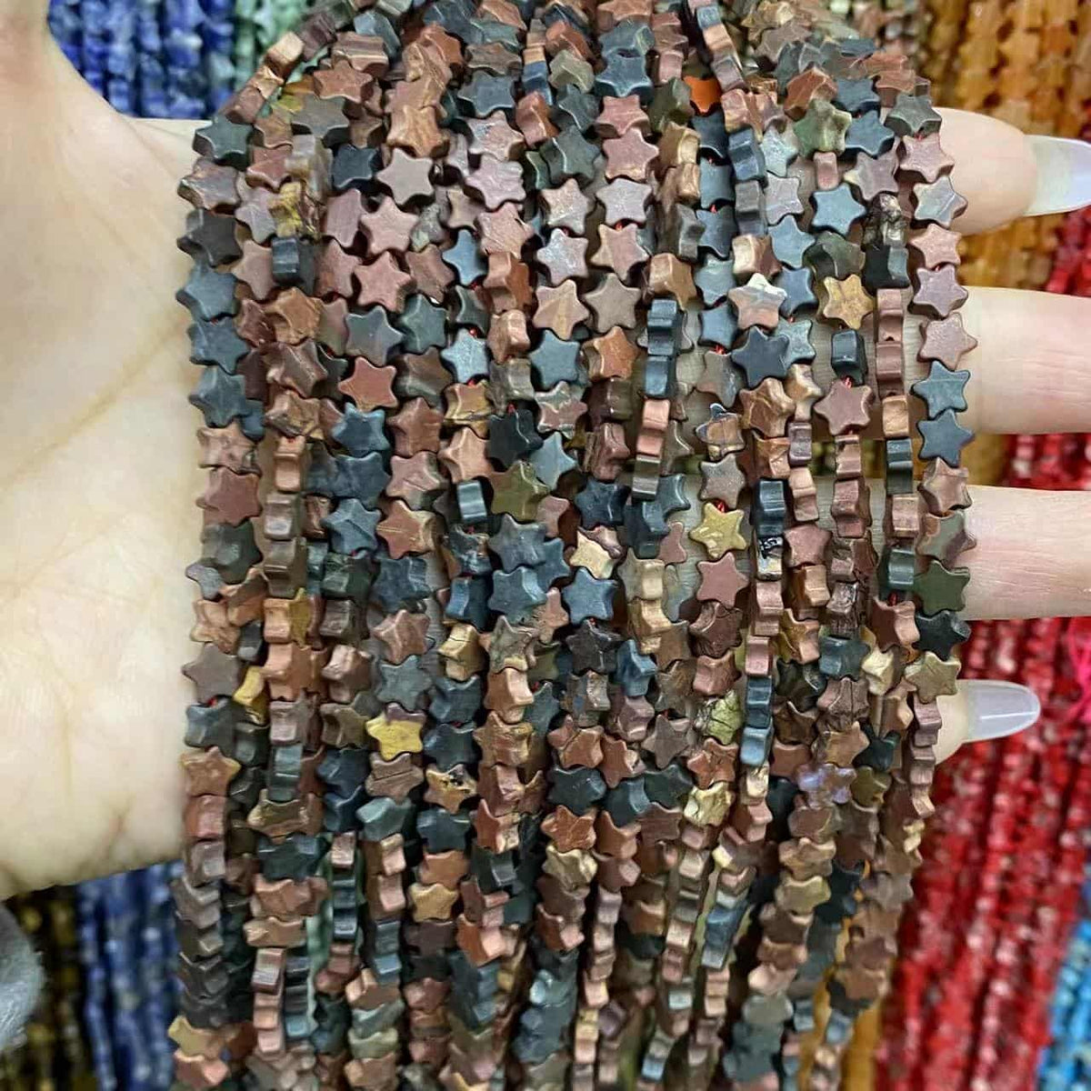 Flat Star Beads 6mm Quartz/Jasper/Agate/Crystal