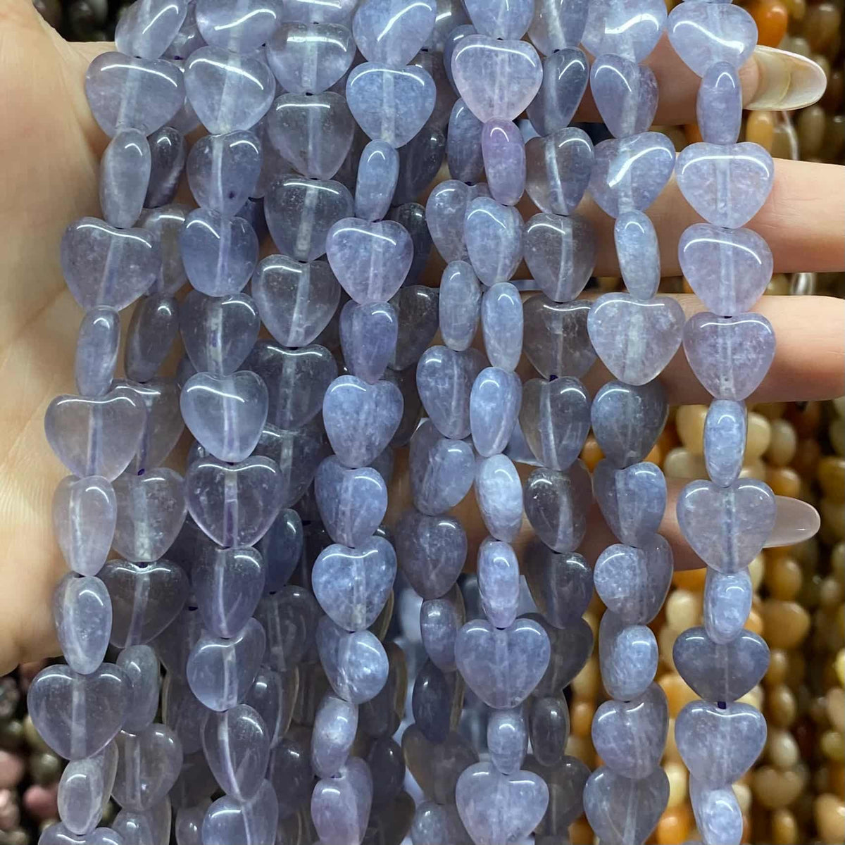 Smooth Heart Shape Beads 10mm/15mm Quartz/Jasper/Agate/Crystal