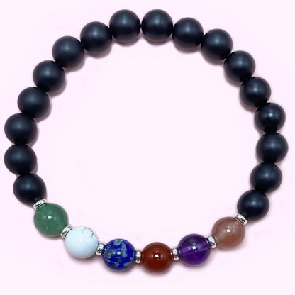 Matte Onyx Seven Chakra Crystal Bracelets