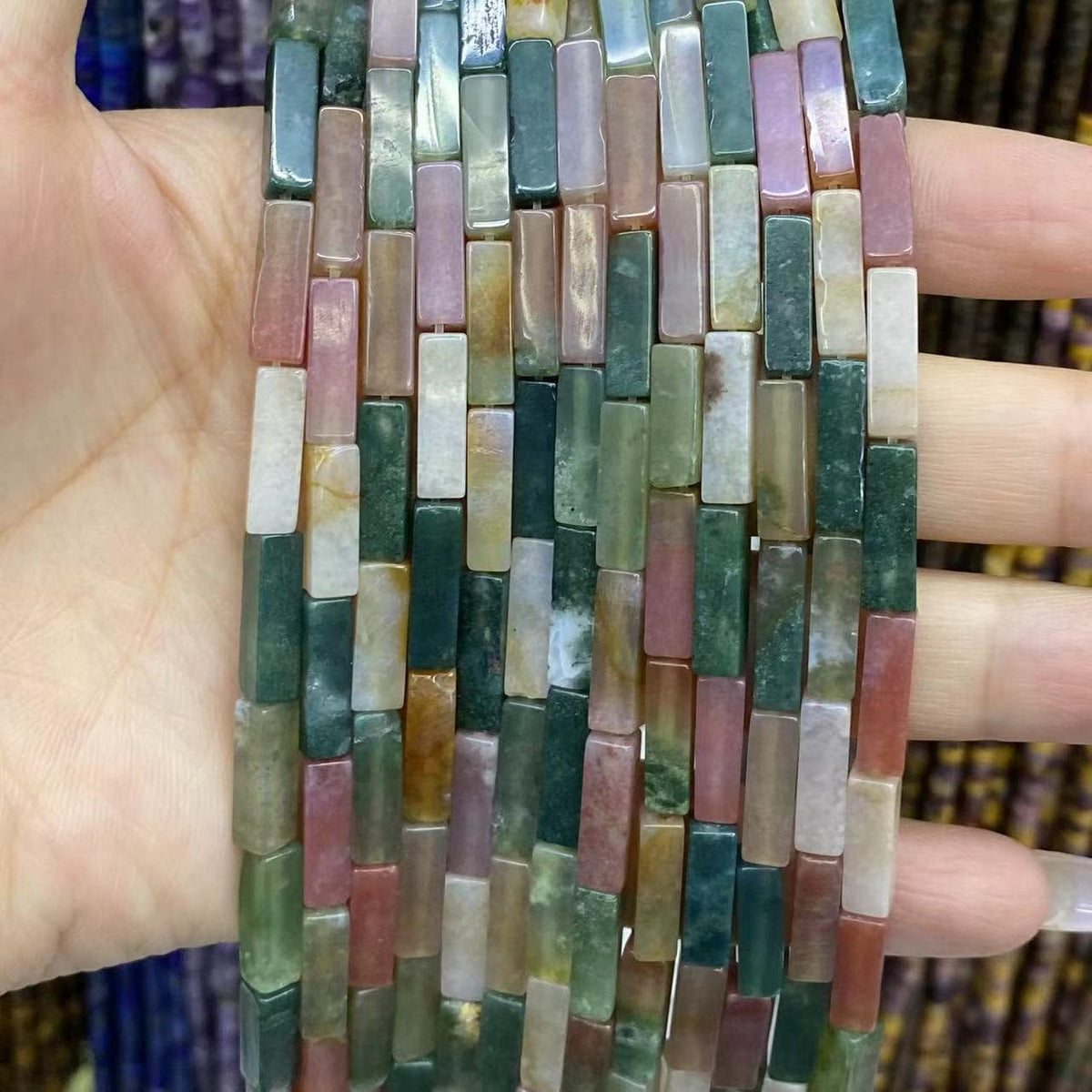 Square Tube Beads 4x13mm Quartz/Jasper/Agate/Crystal