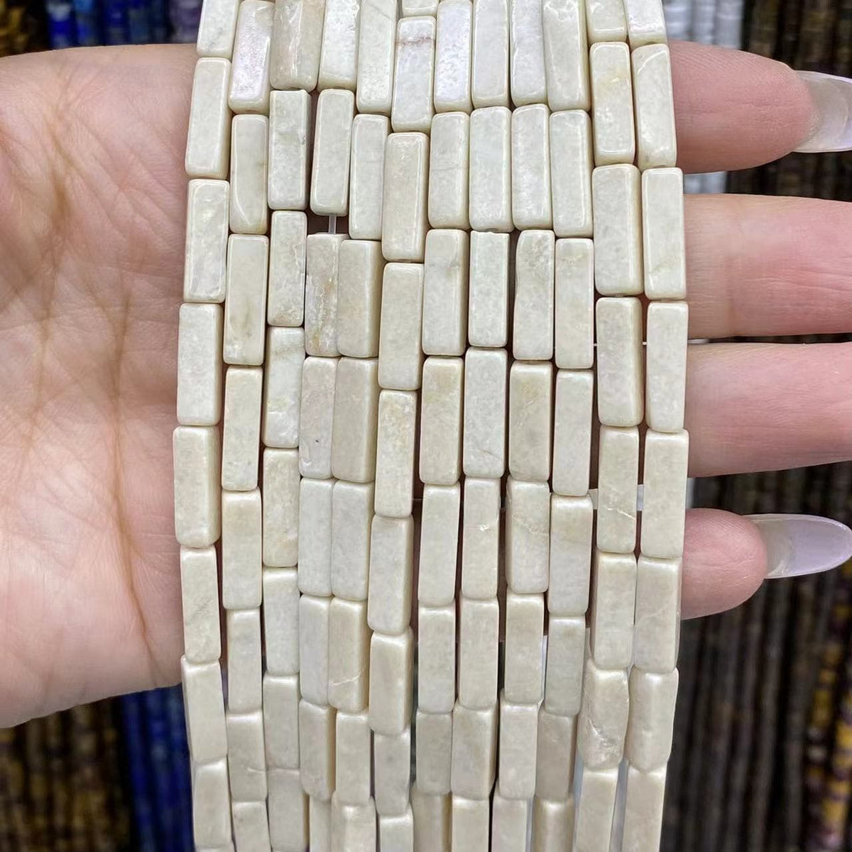 Square Tube Beads 4x13mm Quartz/Jasper/Agate/Crystal