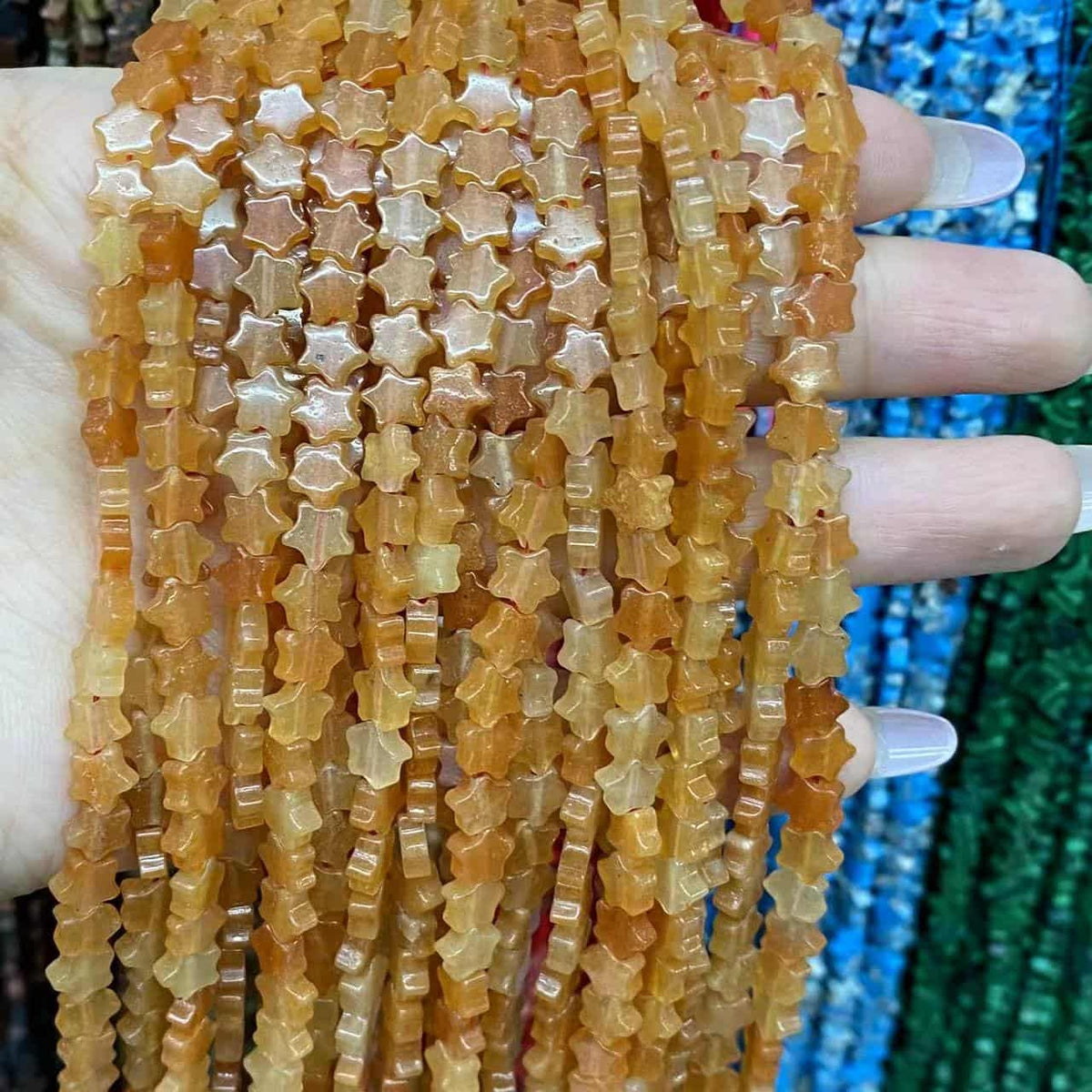 Flat Star Beads 6mm Quartz/Jasper/Agate/Crystal
