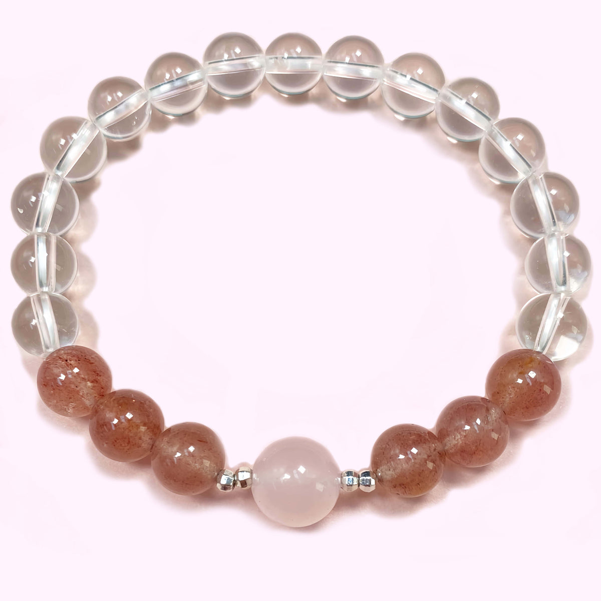 Strawberry Quartz Crystal Bracelet for Love and Relationship