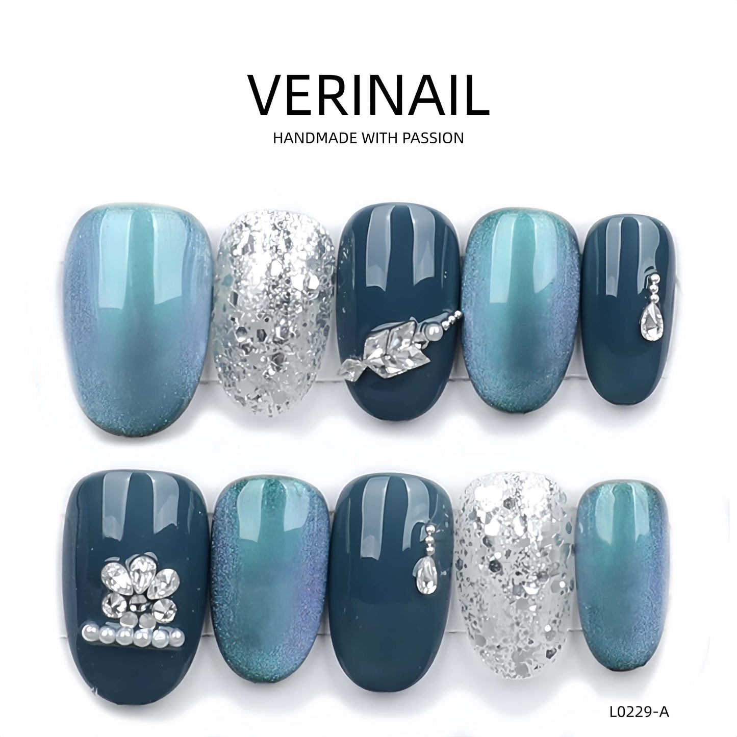 Press On Nails Color Blue DL02
