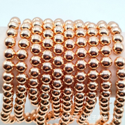 Round Rose Gold Color Non-Magnetic Hematite Beads