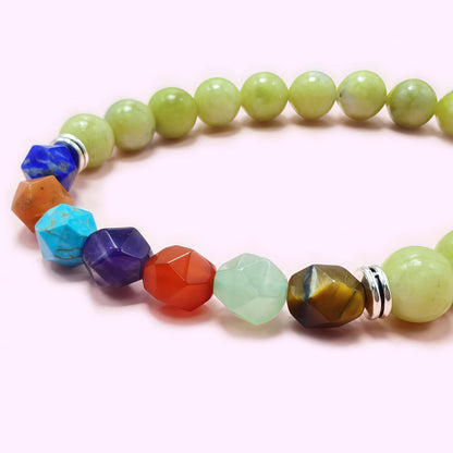 Green Jade Seven Chakra Crystal Bracelet