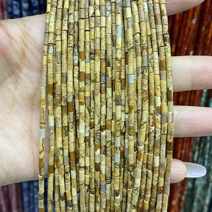 Cylindrical Tube Beads 2x4mm Quartz/Jasper/Agate/Crystal
