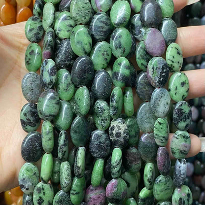 Smooth Flat Oval Beads 10x14mm Quartz/Jasper/Agate/Crystal