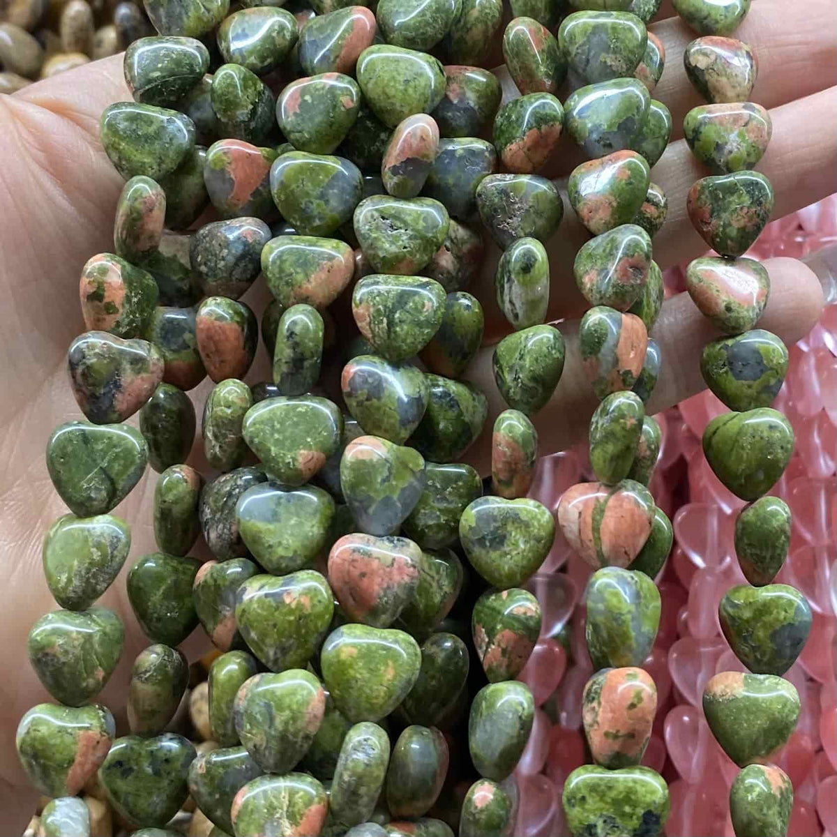 Smooth Heart Shape Beads 10mm/15mm Quartz/Jasper/Agate/Crystal