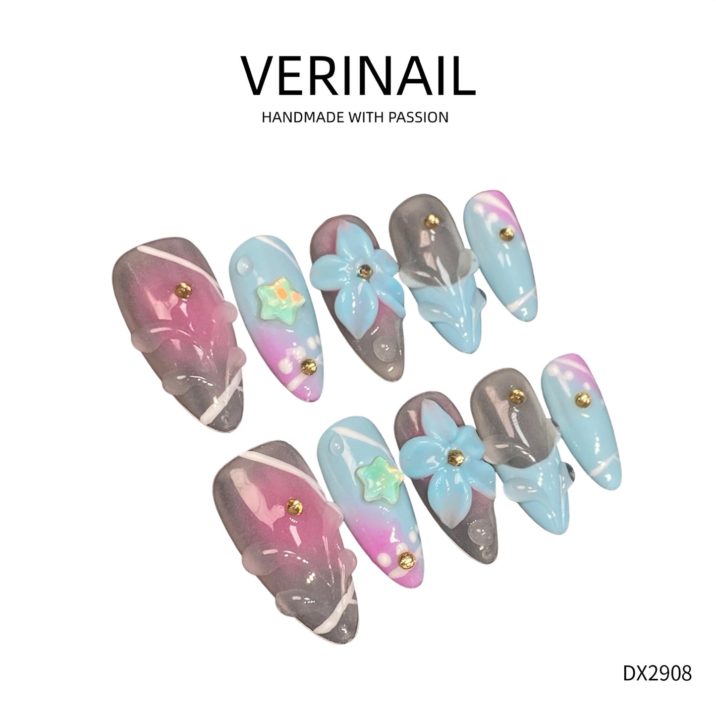 Press On Nails Color Blue DL01