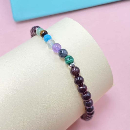 Garnet Seven Chakra Crystal Bracelet