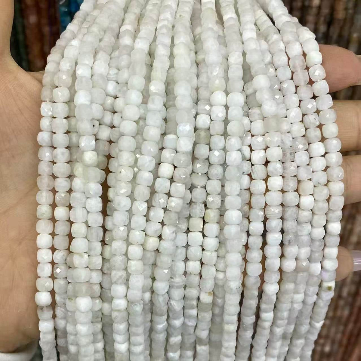 Square Faceted Beads 4-5MM Gemstone/Quartz/Jasper/Agate