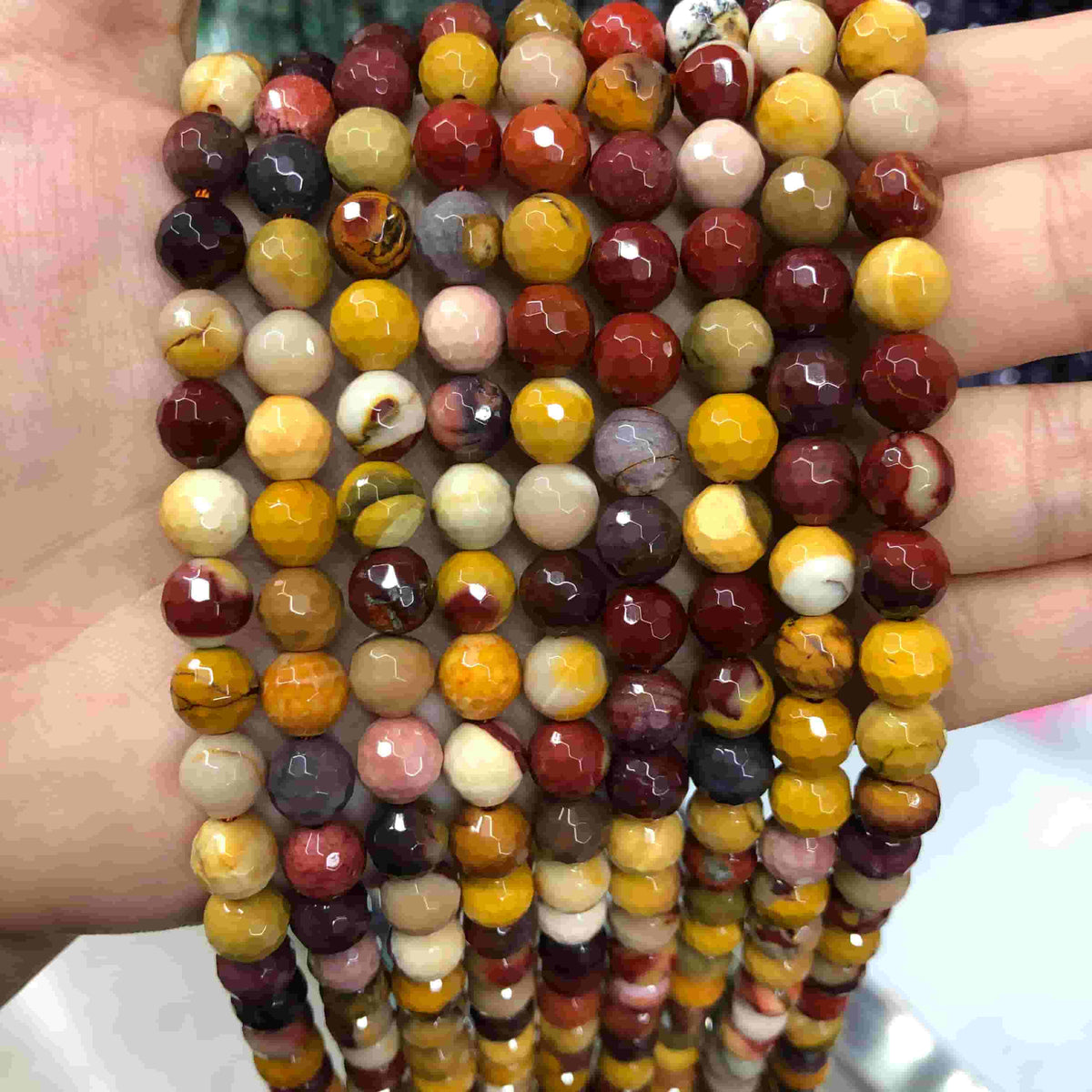 Round Faceted Beads Crystal/Quartz/Jasper/Agate 6mm 8mm 10mm