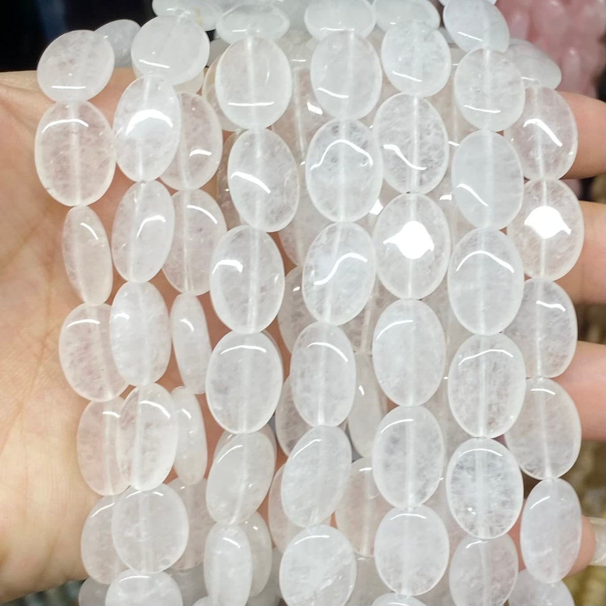 Smooth Flat Oval Beads 10x14mm Quartz/Jasper/Agate/Crystal