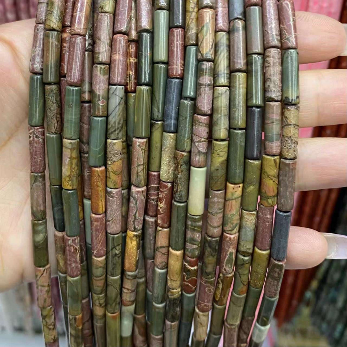 Cylindrical Tube Beads 4x13mm Quartz/Jasper/Agate/Crystal