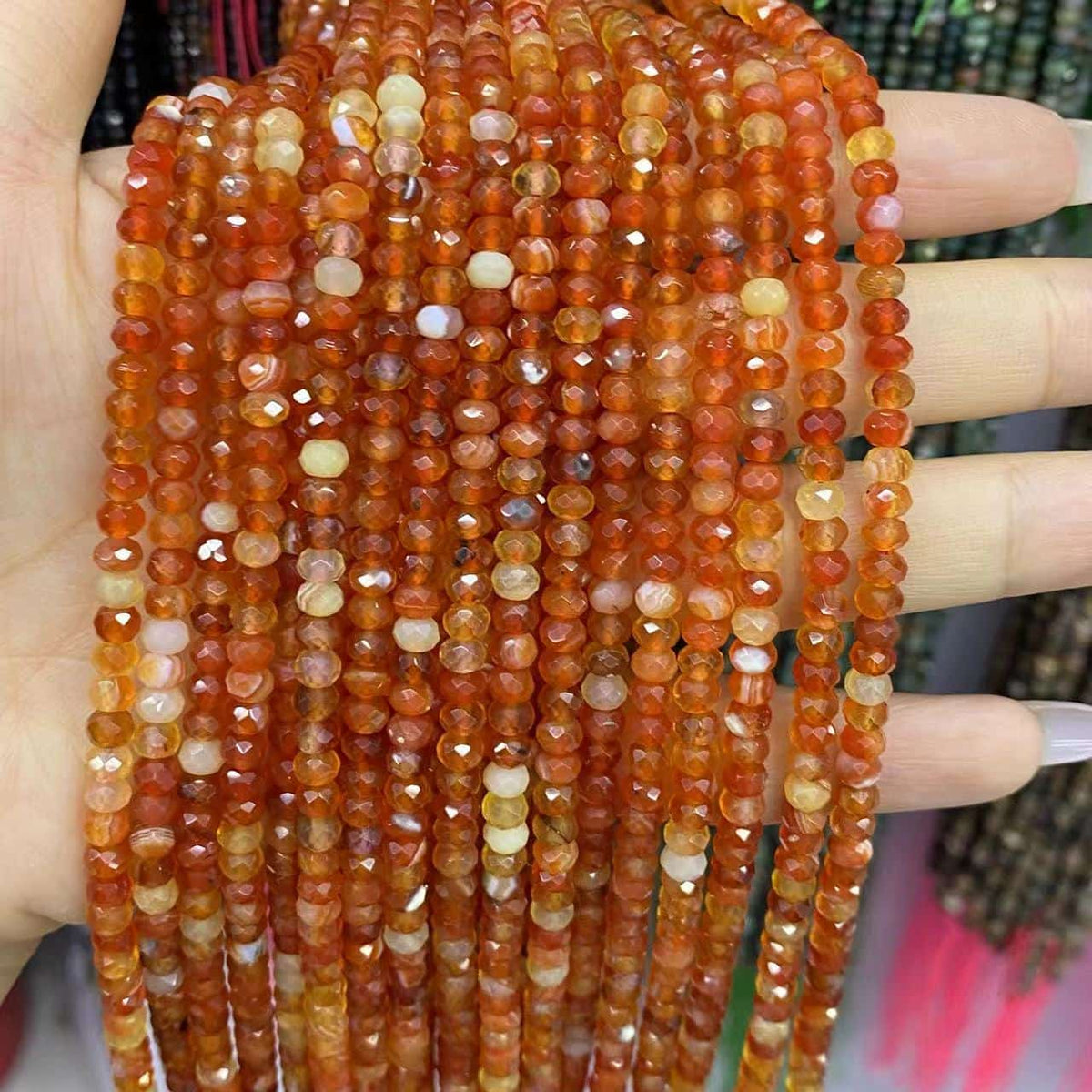 Faceted Rondelle Beads 2x3mm 3x4mm Gemstone/Quartz/Jasper/Agate