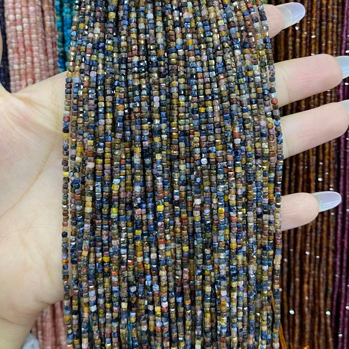 Tiny Square Faceted Beads 2-3mm Gemstone/Quartz/Jasper/Agate