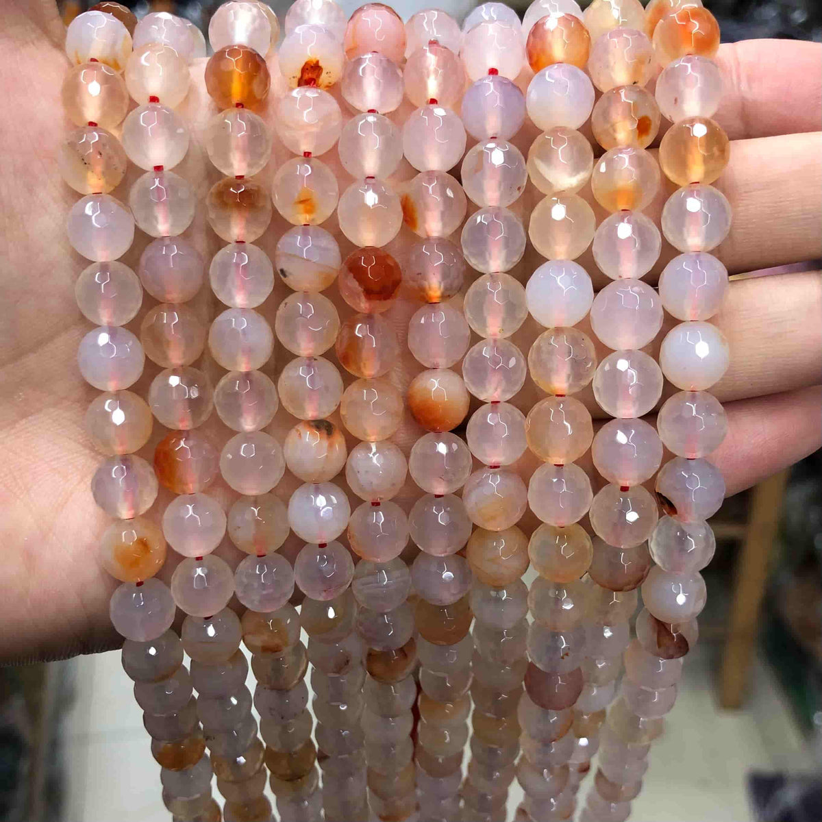 Round Faceted Beads Crystal/Quartz/Jasper/Agate 6mm 8mm 10mm