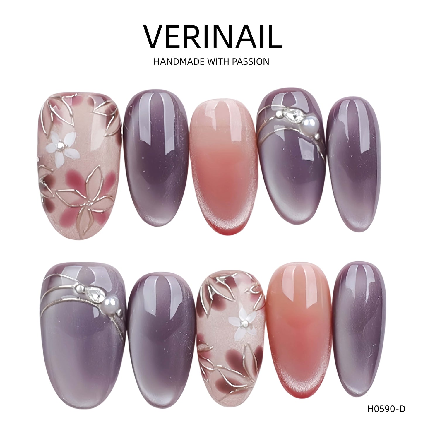 Press On Nails Color Purple CP01