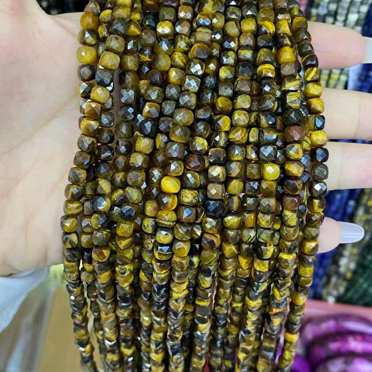 Square Faceted Beads 4-5MM Gemstone/Quartz/Jasper/Agate