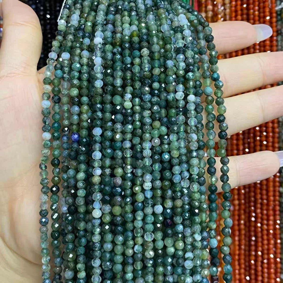 Tiny Round Faceted Agate Beads 2mm 3mm 4mm