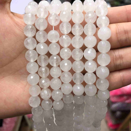 Round Faceted Beads Crystal/Quartz/Jasper/Agate 6mm 8mm 10mm