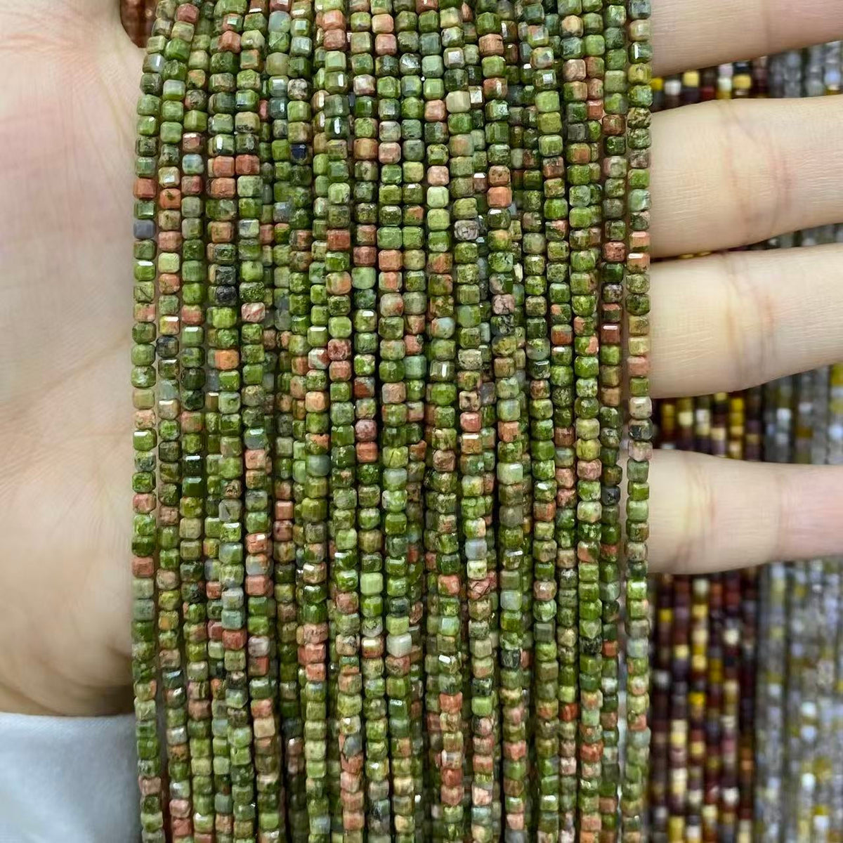 Tiny Square Faceted Beads 2-3mm Gemstone/Quartz/Jasper/Agate