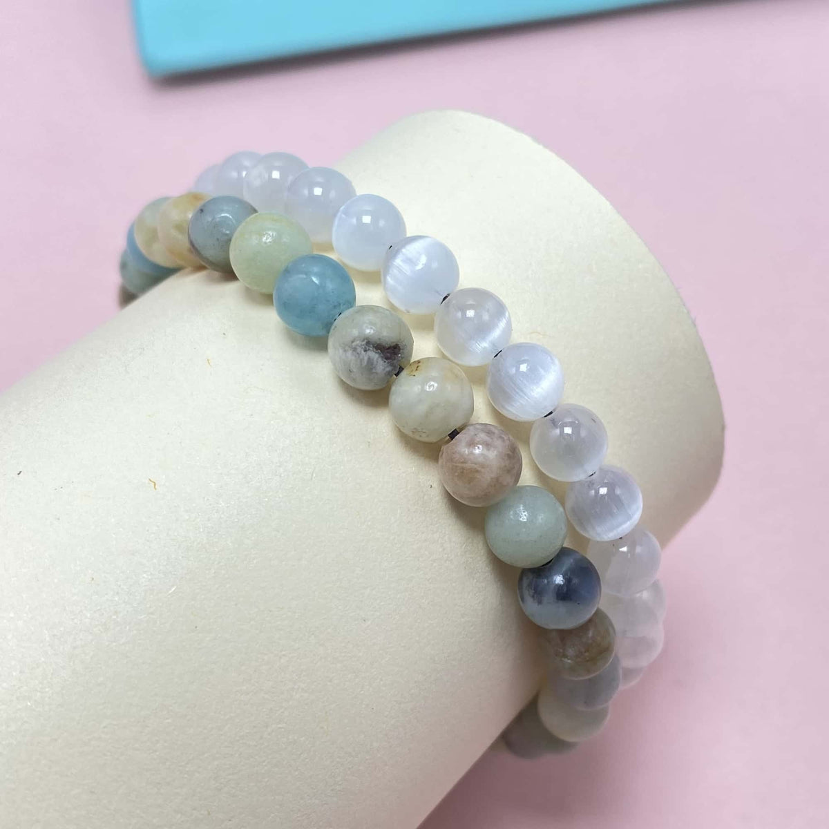 Double Strand Selenite to Help Lower Stress & Anxiety Level Braided Rope Crystal Bracelet
