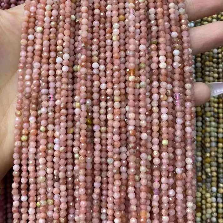 Plum Blosson Jasper Tiny Faceted Round Beads 2mm 3mm 4mm
