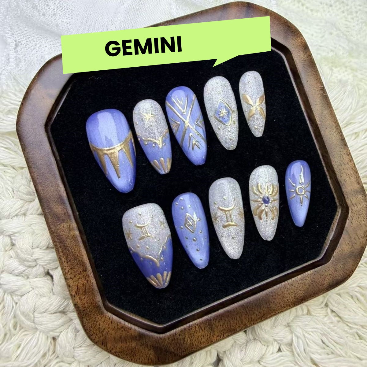 12 Zodiac Signs Handmade Press on Nails Collection