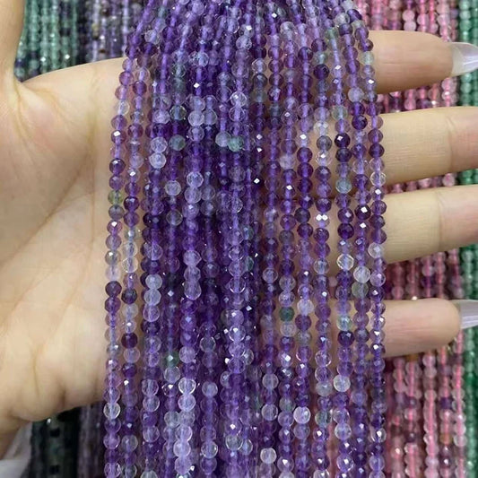 Purple Fluorite Tiny Faceted Round Beads 2mm 3mm 4mm
