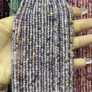 Purple Green Phantom Quartz Tiny Faceted Round Beads 2mm 3mm 4mm