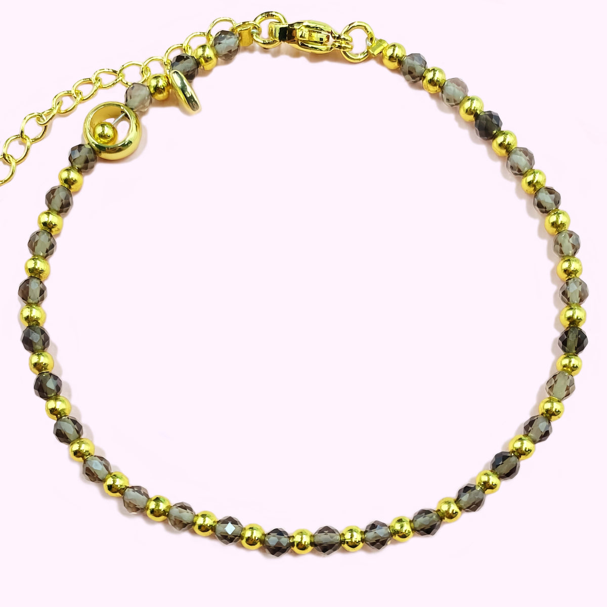 Smoky Quartz Linked Crystal Bracelet for Focus and Concentration