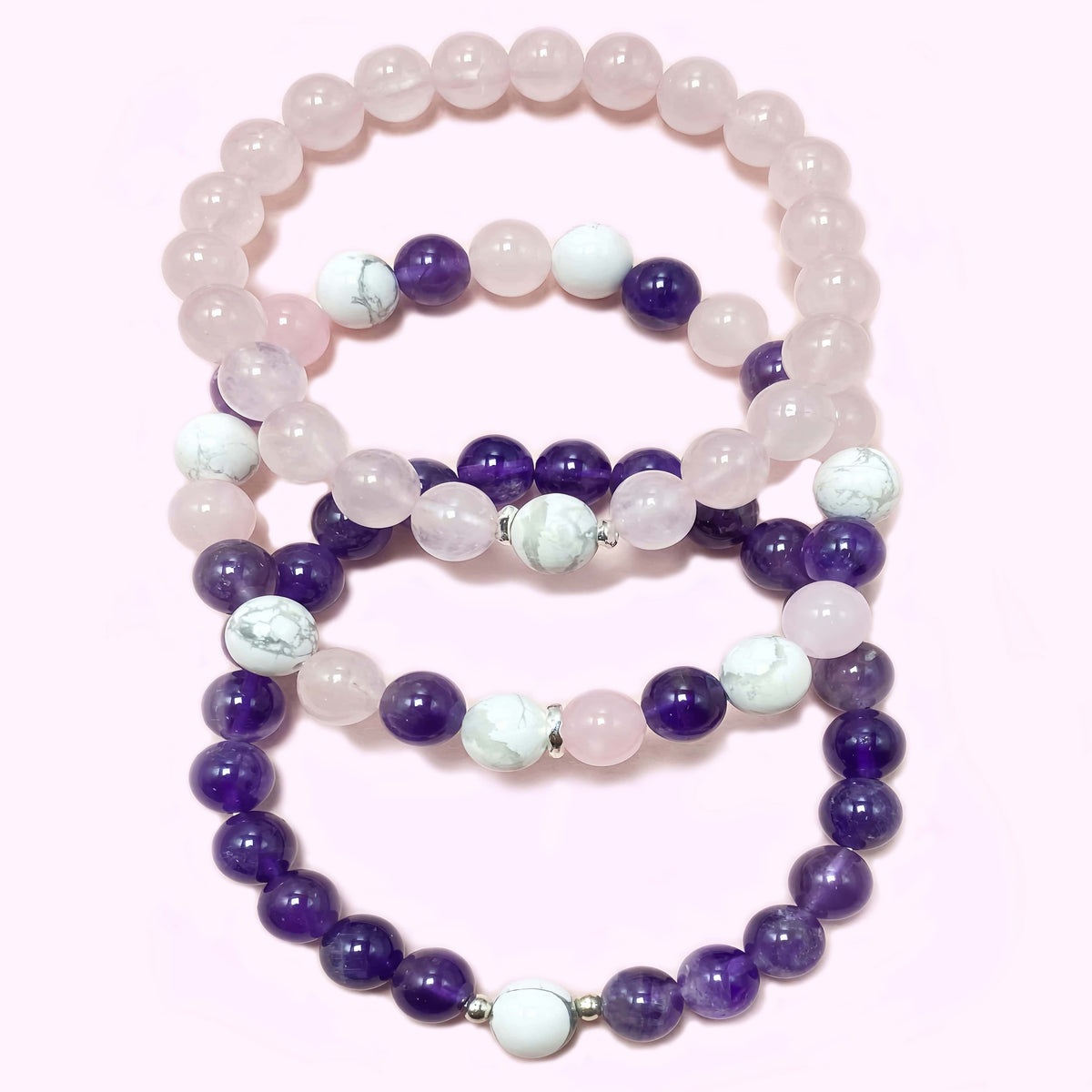 Triple Amethyst Crystal Bracelet for Love and Relationship