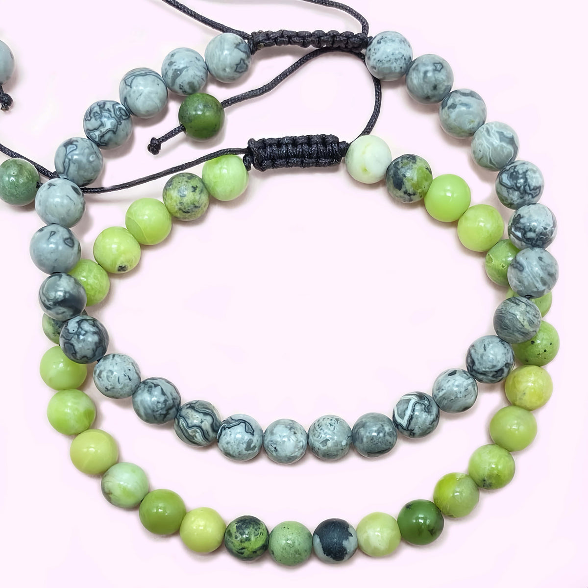 Green Australian Jade with Map Stone to Improve Body and Health Crystal  Bracelet