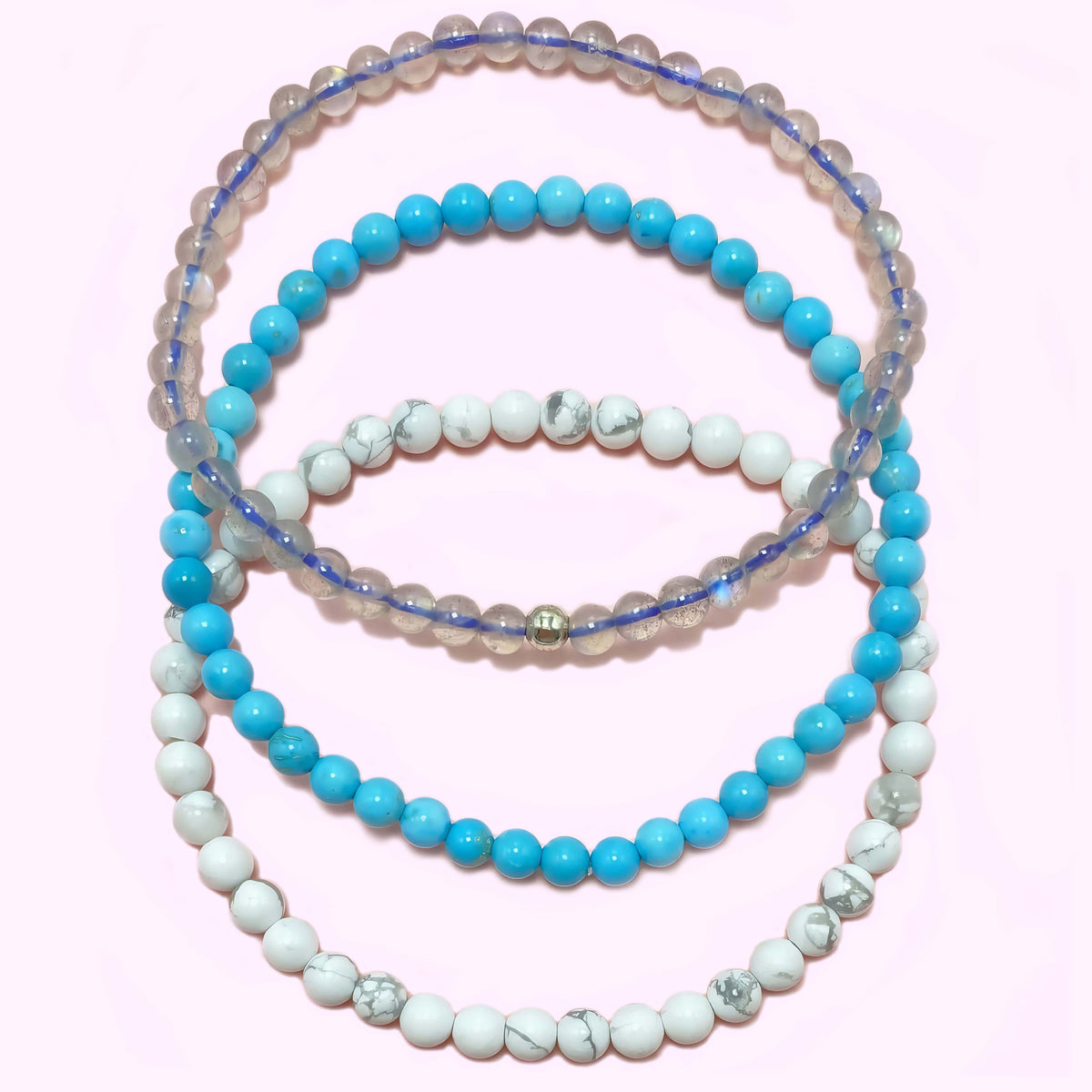 Triple Strand Turquoise Improve Sleep Crystal Bracelet